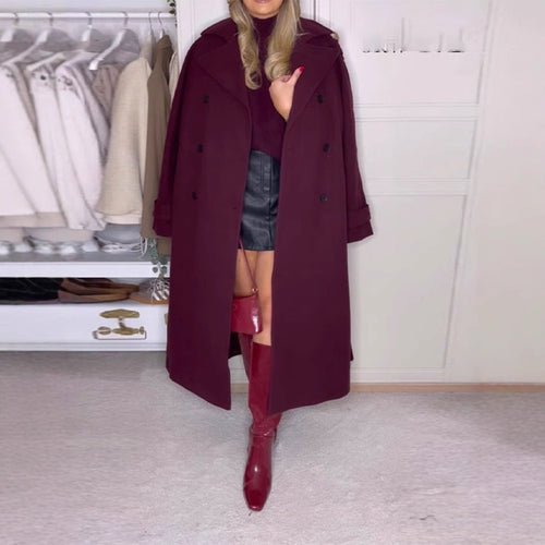 Oversized trench coat for women with double-breasted buttons and generous pockets Amarae