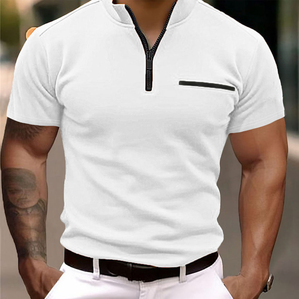 Men's Zip-Up Polo Shirt with Short Sleeves Lune London