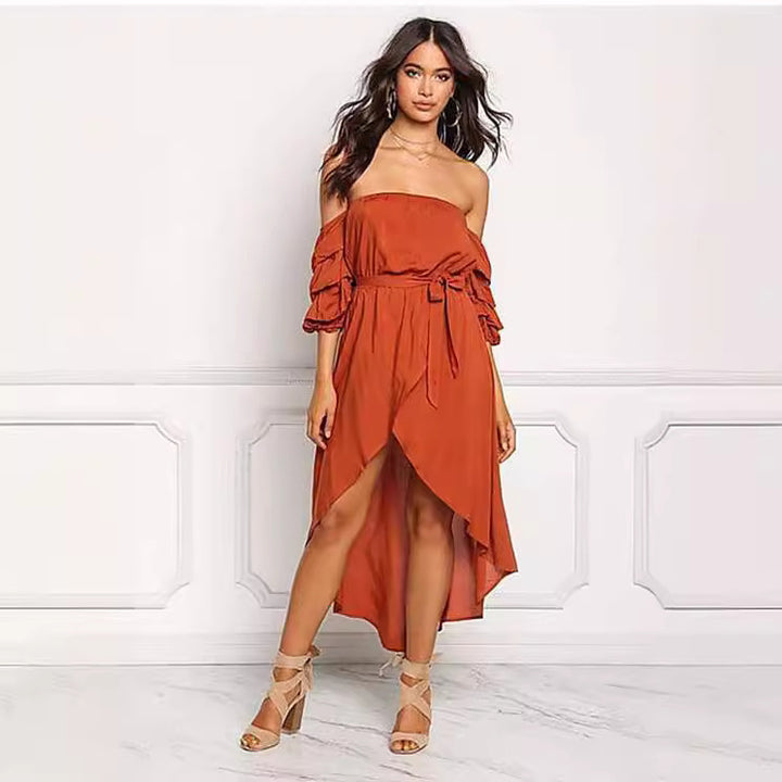 Ladies Off-Shoulder High-Low Dress Lune London
