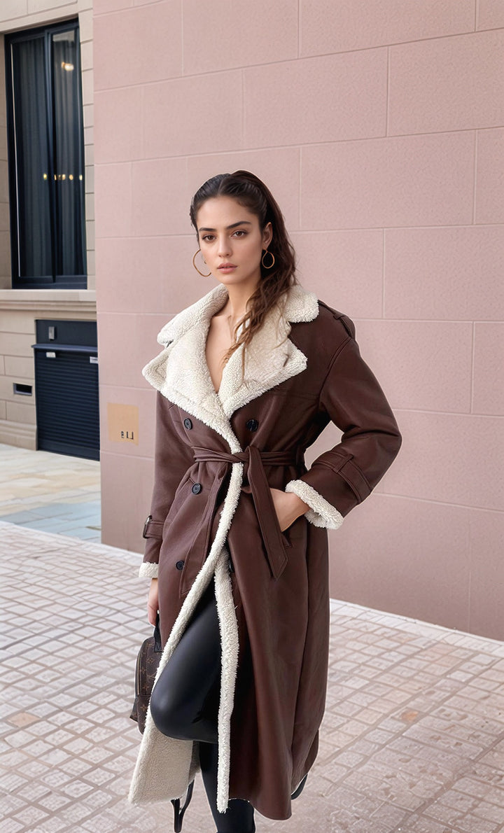 Ladies Long Teddy-Trenchcoat Lune London
