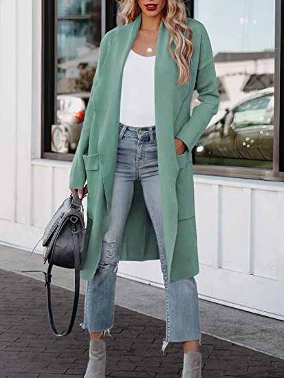 Ladies Long Cardigan with side pockets and open cut Lune London