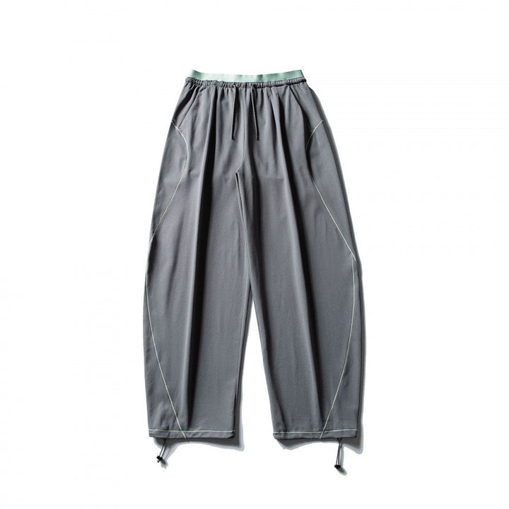 Unisex Wide Tech Jogging Pants with Drawstring, Contrast Seams and Adjustable Hem Amarae