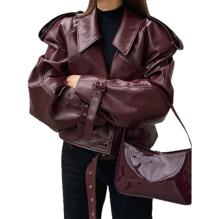Faux leather jacket for women with voluminous sleeves Lune London