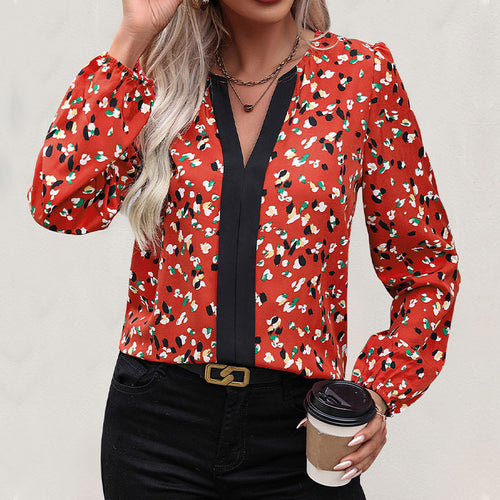 Women's elegant blouse with floral design and V-neck Amarae