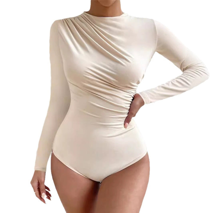 Ladies long sleeve bodysuit with elegant draping Lune London