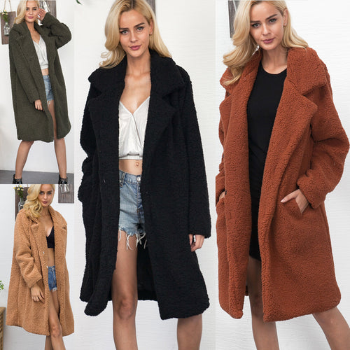 Women's Teddy coat with elegant lapels and soft inner lining Amarae