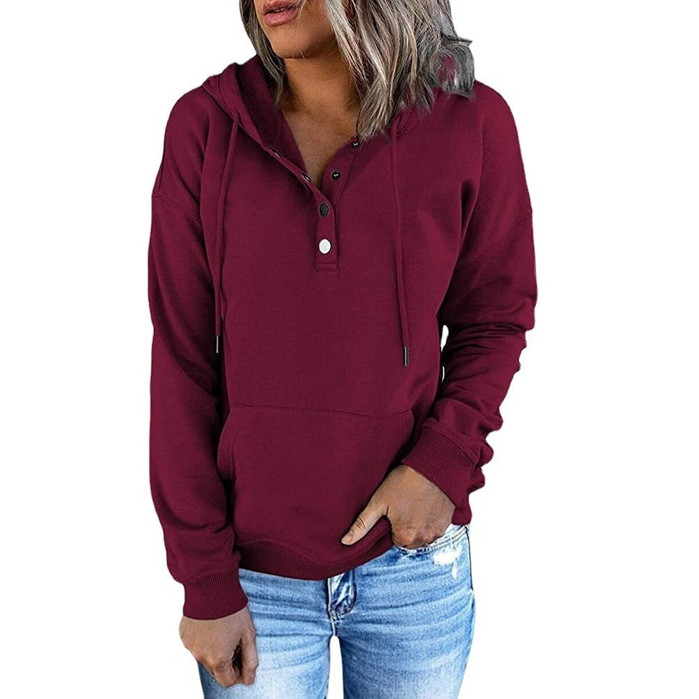 Women's hoodie with trendy button detail Lune London