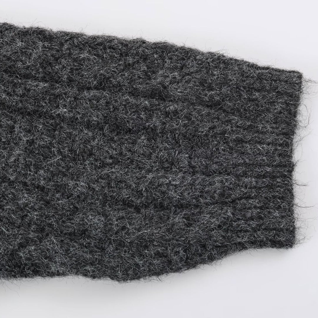 Women's Chunky Knit Oversized Sweater with High Turtleneck and Cable Pattern Amarae