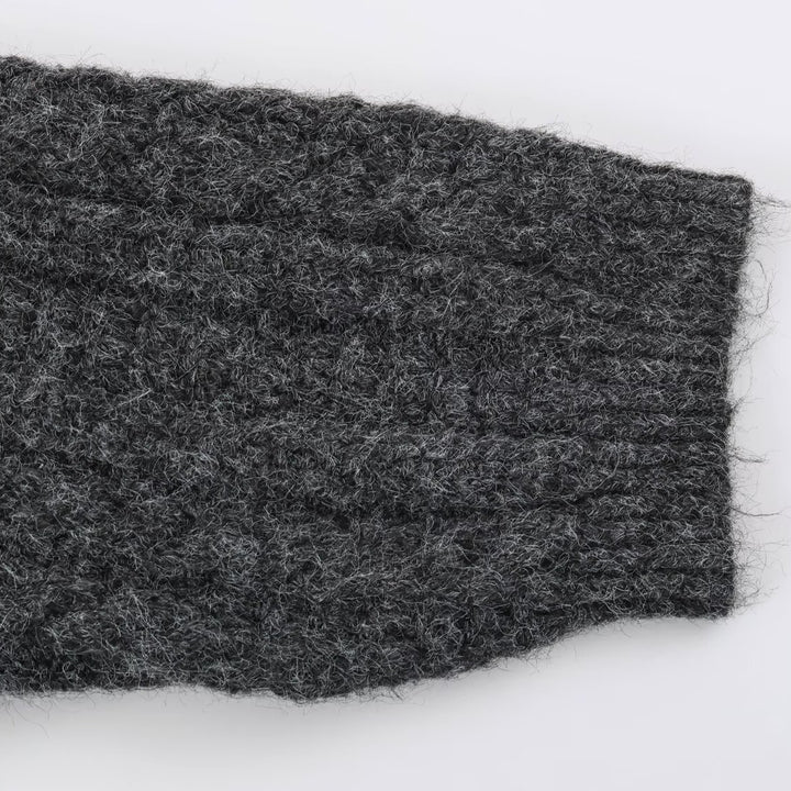 Women's Chunky Knit Oversized Sweater with High Turtleneck and Cable Pattern Amarae