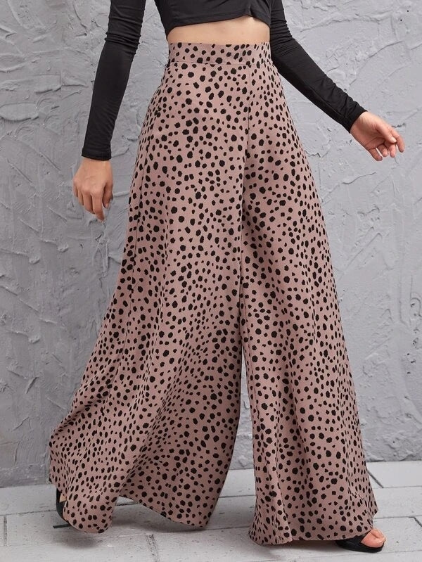 Wide palazzo pants for women with polka dot design Lune London