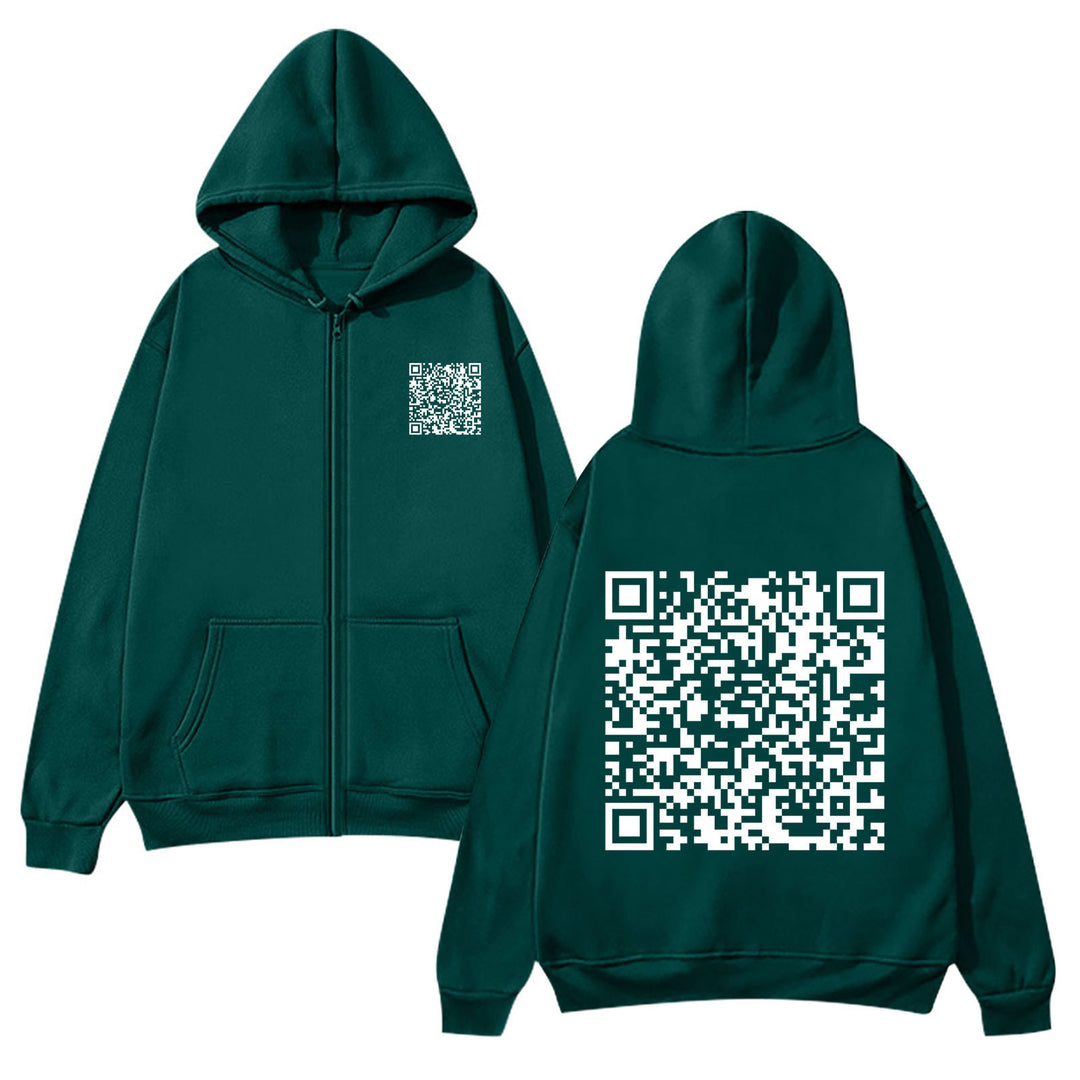 Women's hoodie jacket with QR code design and soft fleece Lune London