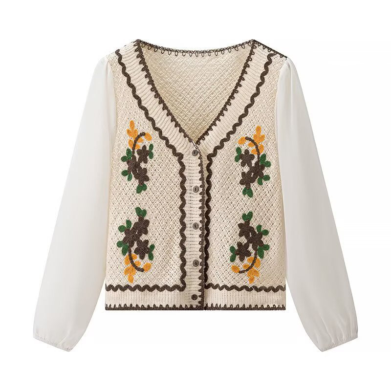 Blouse élégante pour femmes brodée avec des manches de défense aérienne Chic & Stil