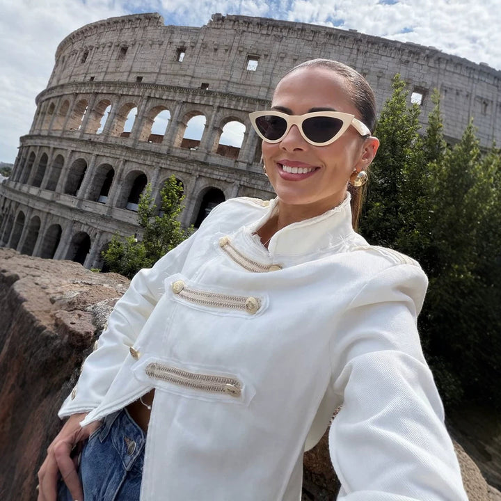 Women's short jacket in military look with decorative cord detailing and tailored fit Amarae