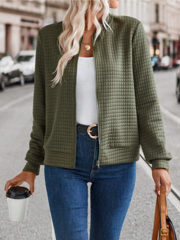 Ladies lightweight quilted jacket with high collar and full zipper Amarae