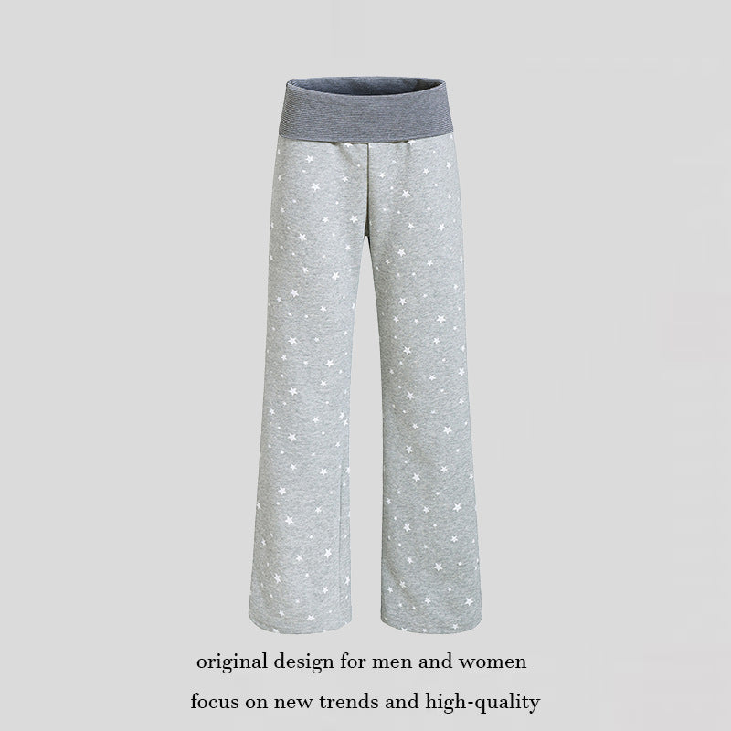 Women's lounge pants with wide leg, high ribbed waistband and star print Amarae