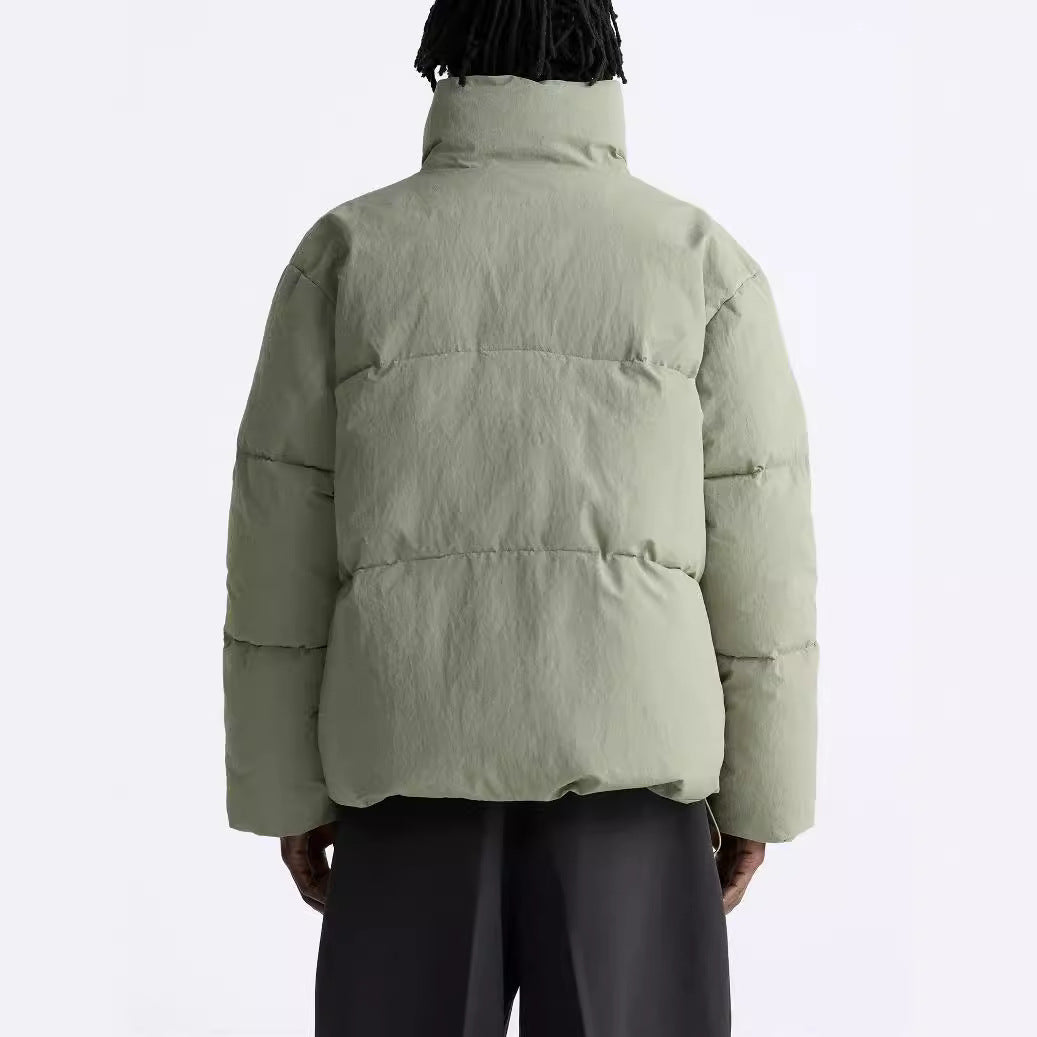 Men's short-cut puffer jacket made of down look with high stand-up collar and flap pockets Amarae