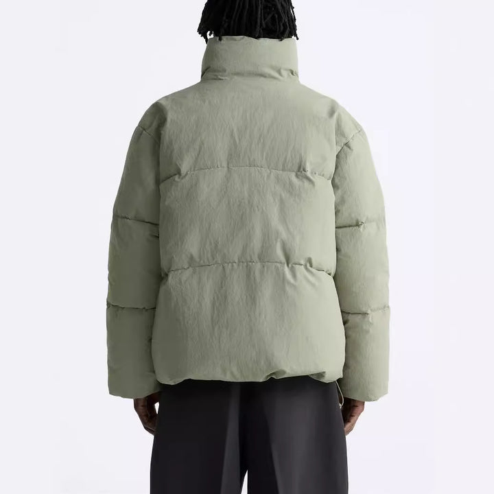 Men's short-cut puffer jacket made of down look with high stand-up collar and flap pockets Amarae