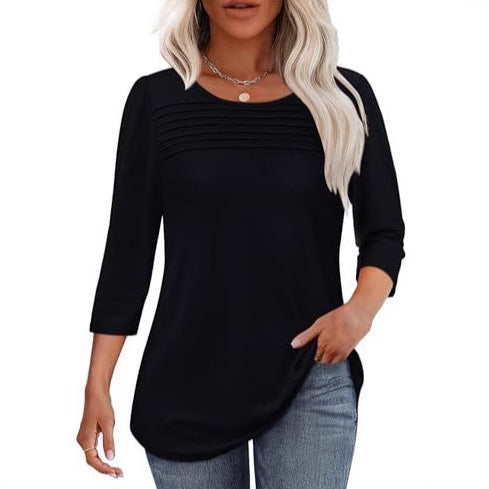 Women's Long Sleeve Shirt with Pleat Details Chic & Stil