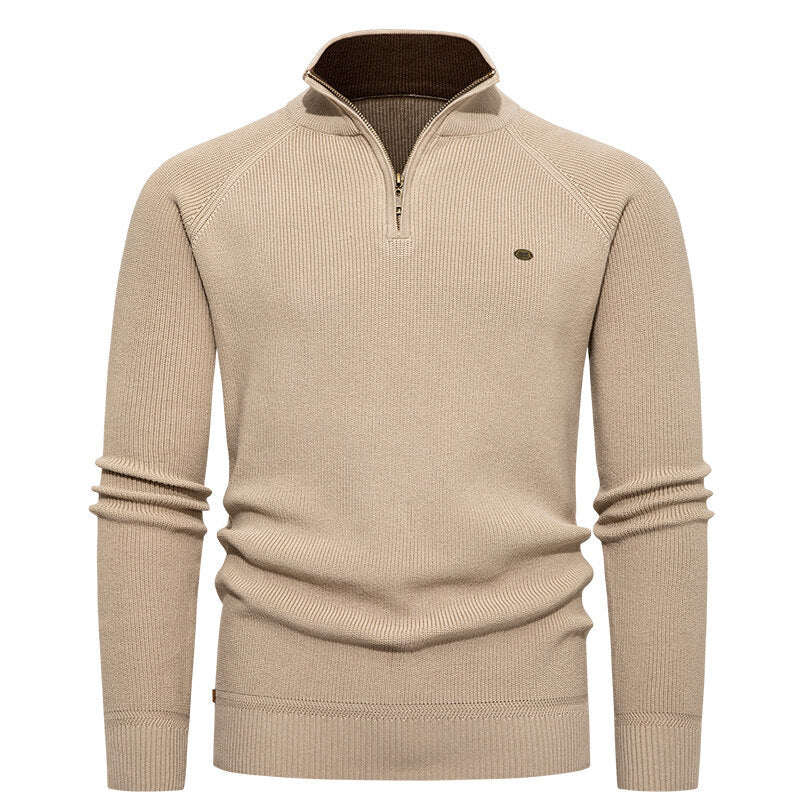 Knitted pullover for men with a high collar and zipper Lune London