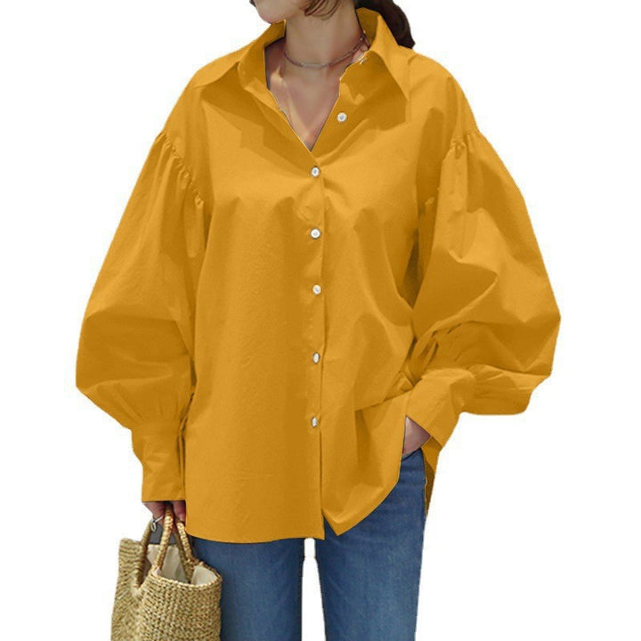 Women's Oversize Blouse with Balloon Sleeves and Shirt Collar Amarae