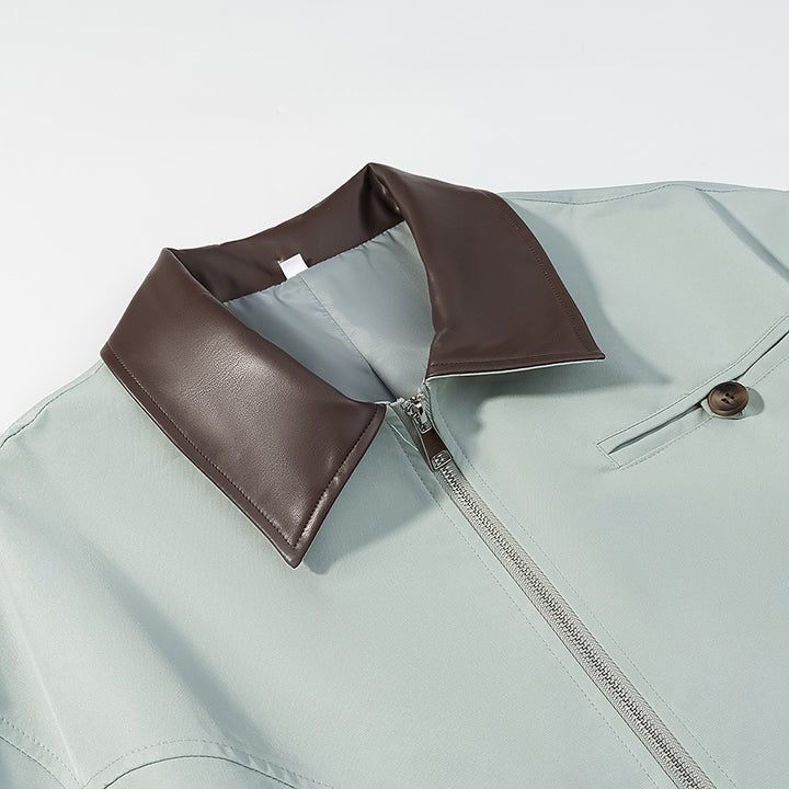 Women's short jacket with zipper, contrast collar and flap pockets Amarae