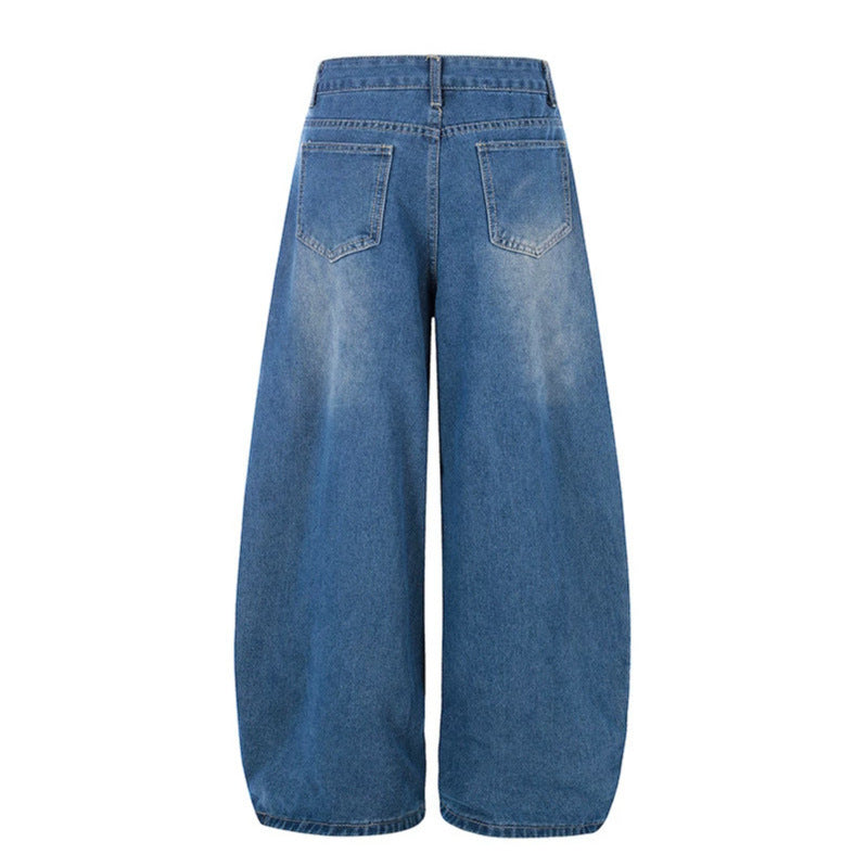 Ladies Wide High-Waist Palazzo Pants made of Denim with Horse Embroidery and Culotte Cut Amarae