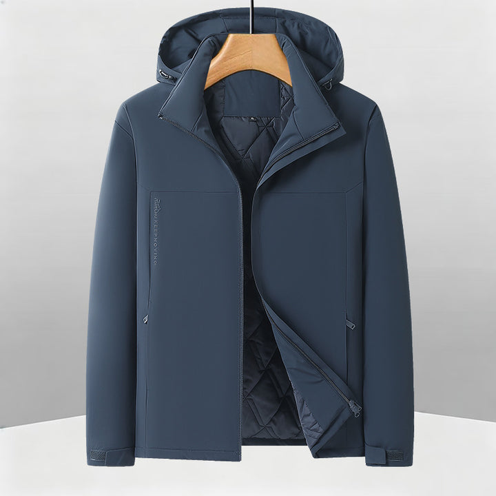 Men's Warm Softshell Hybrid Jacket with Quilted Thermal Lining and Hood Amarae