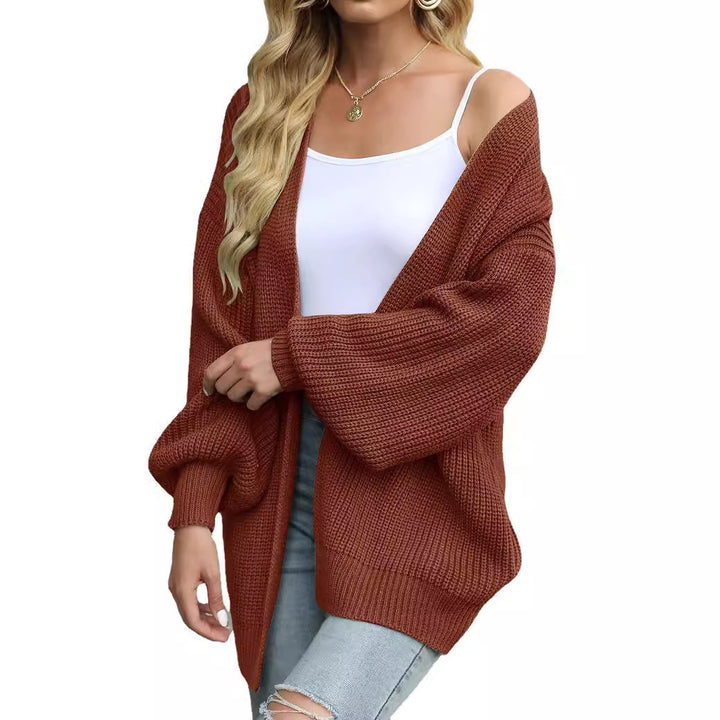 Cardigan en tricot épais pour femmes avec une coupe décontractée et des épaules tombantes Chic & Stil