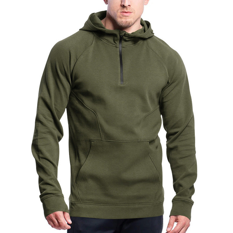 Men's functional hoodie with half-zip and practical kangaroo pocket Amarae