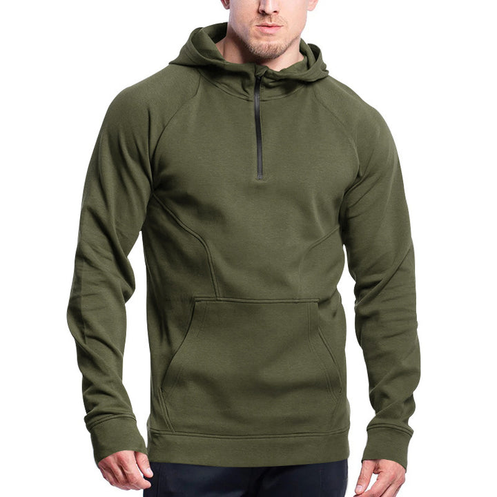 Men's functional hoodie with half-zip and practical kangaroo pocket Amarae
