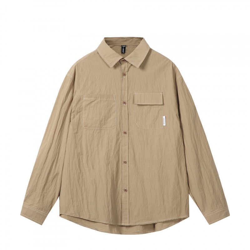 Men's overshirt in boxy cut with contrast stitching and patch chest pockets Amarae
