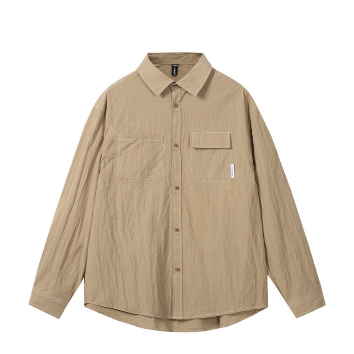 Men's overshirt in boxy cut with contrast stitching and patch chest pockets Amarae