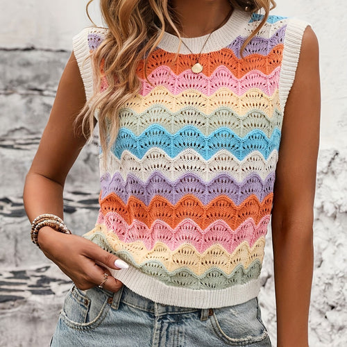 Haut en tricot pour femme avec motif en vagues Chic & Stil