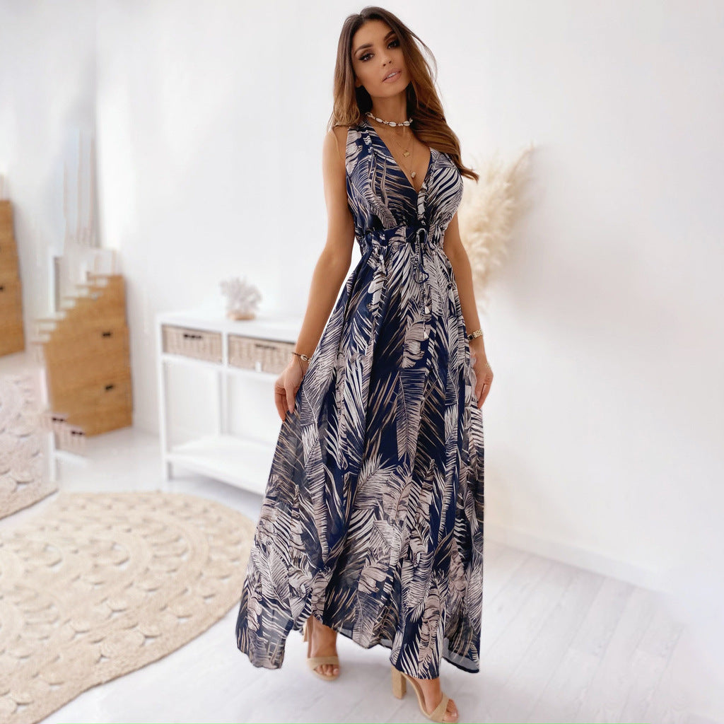 Women Tropical Print Maxi Dress Fluid Lune London