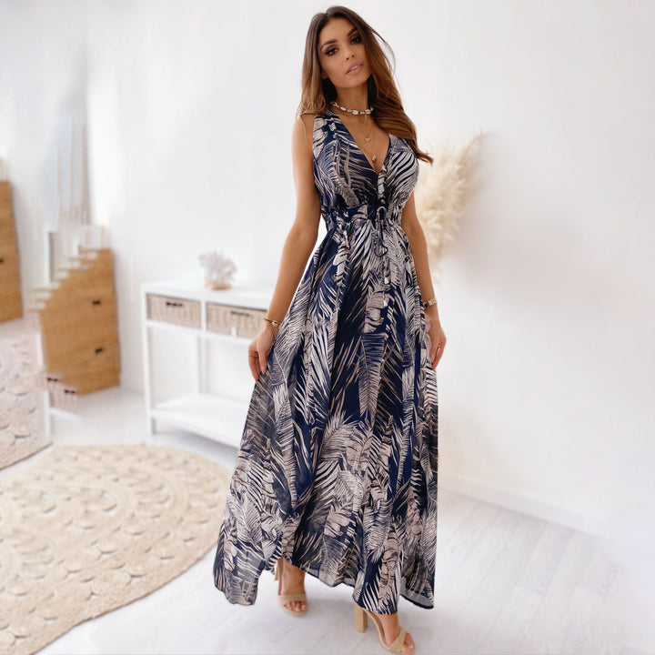 Women Tropical Print Maxi Dress Fluid Lune London