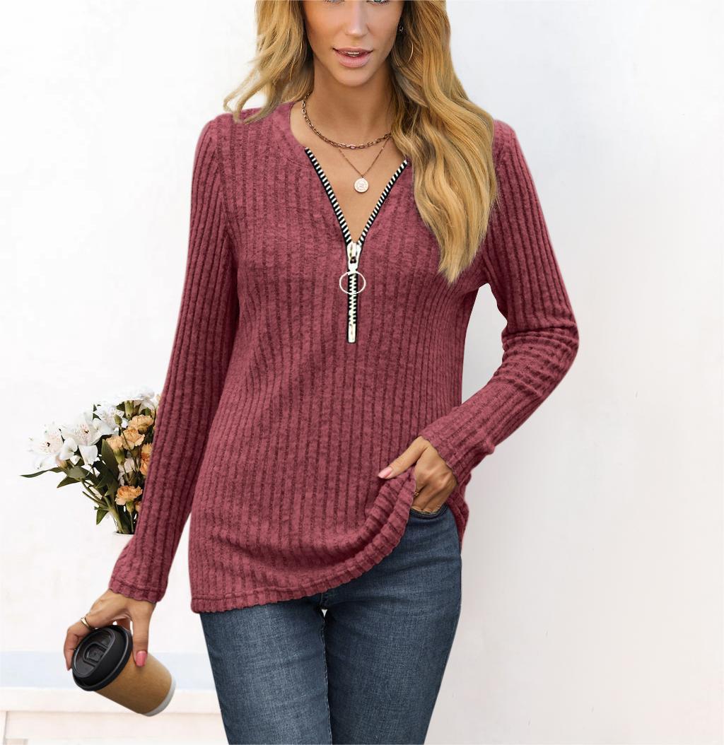 Women's sweater with high-quality zipper and fine rib design Chic and Stil