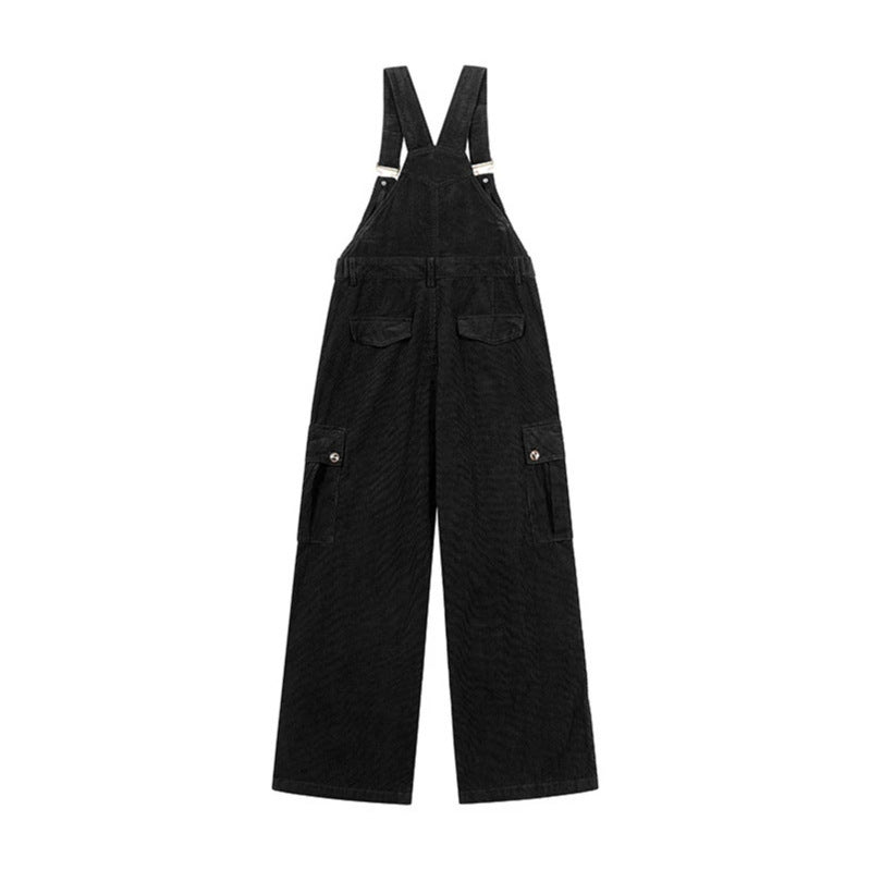 Women's Casual Corduroy Overalls with Wide Leg, Cargo Pockets and Adjustable Straps Amarae