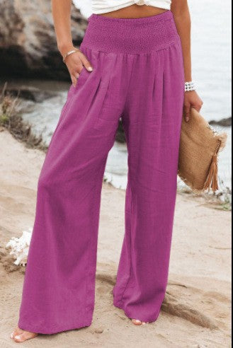 Pantalon Palazzo décontracté pour femmes avec taille élastique et poches latérales Chic & Stil