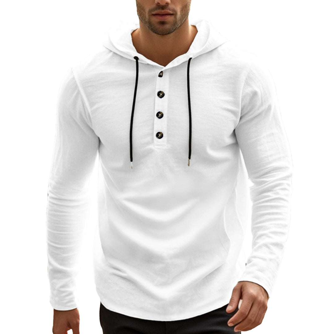 Casual long sleeve hoodie shirt for men with button details and practical pockets Lune London