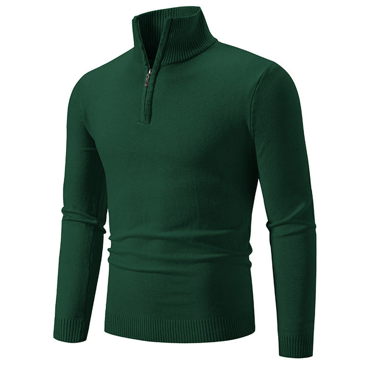 Knitted sweater for men with high collar and practical zipper Lune London