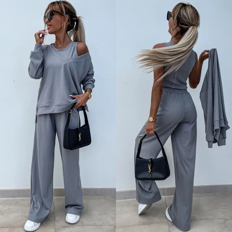 Casual knitted set for women with off-shoulder top from Lune London