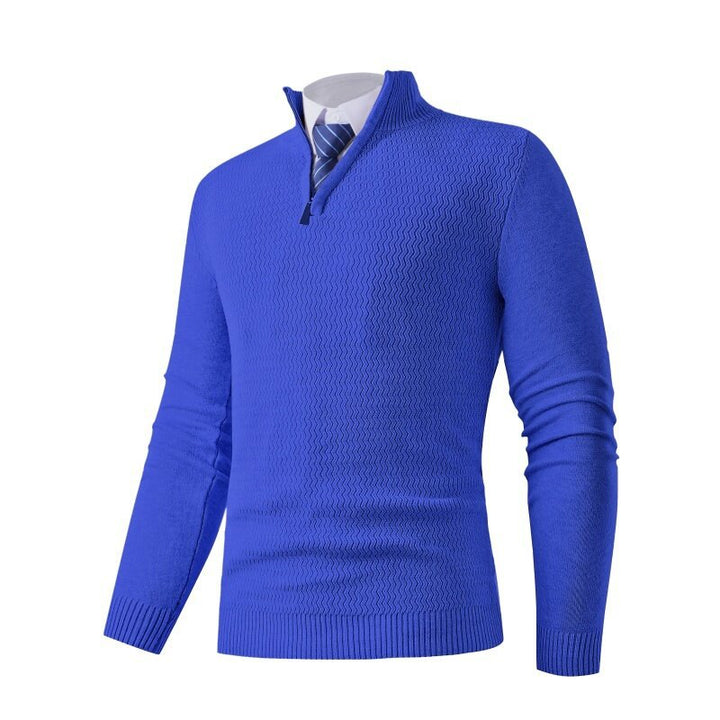 Men's knit sweater with modern high collar and structured design Lune London
