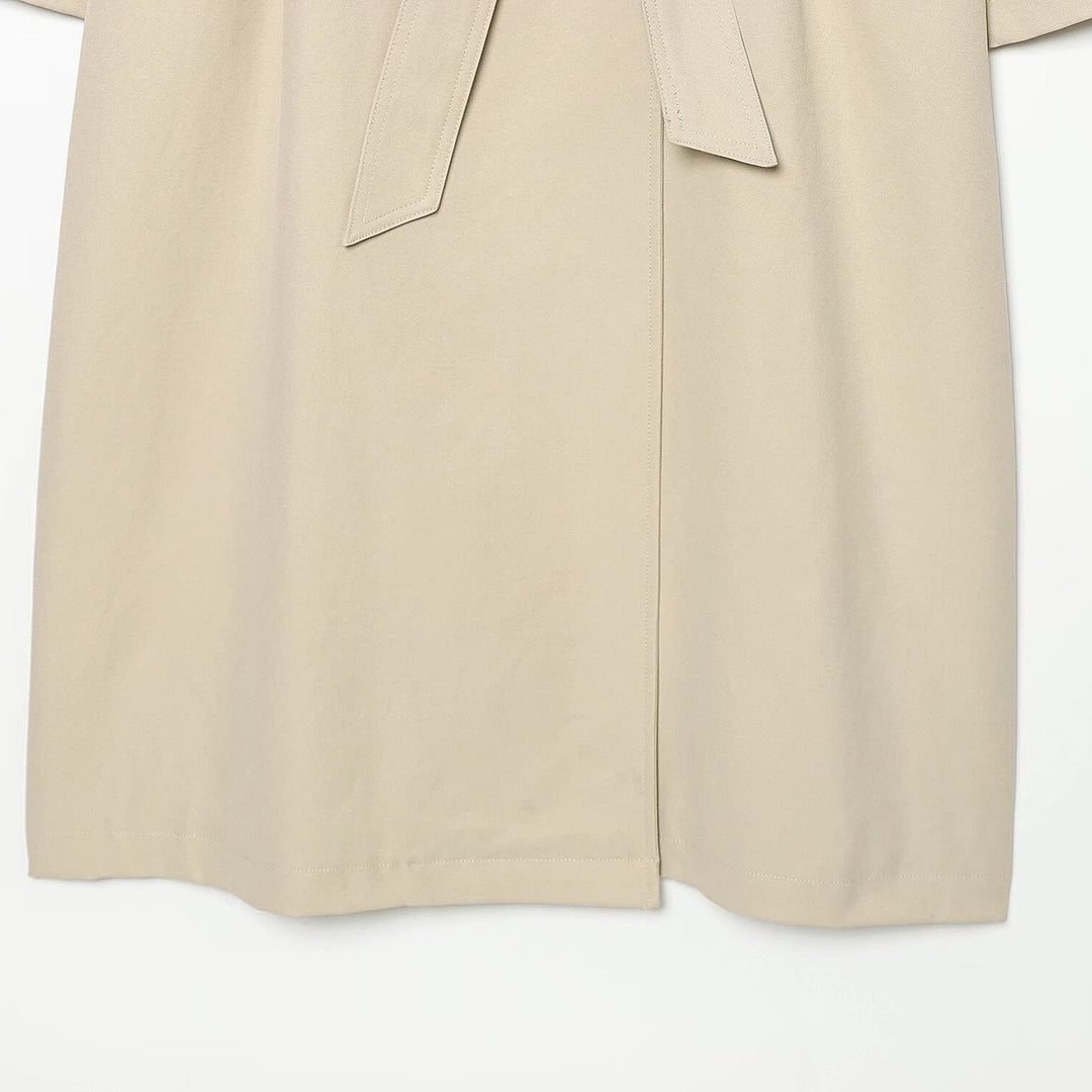 Women's Wide-Cut Trench Coat with Funnel Collar, Asymmetrical Button Placket, and Tied Belt Amarae