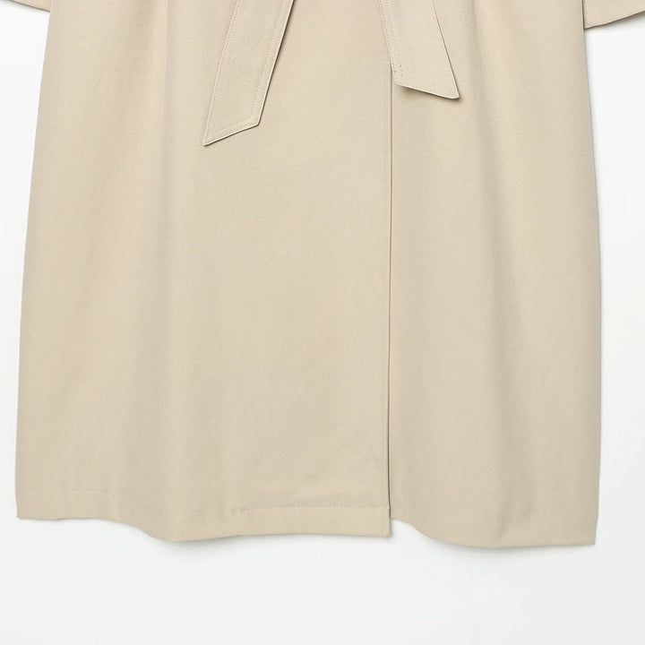 Women's Wide-Cut Trench Coat with Funnel Collar, Asymmetrical Button Placket, and Tied Belt Amarae