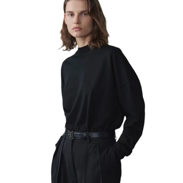 Chemise décontractée à manches longues pour femmes avec col montant Chic & Stil
