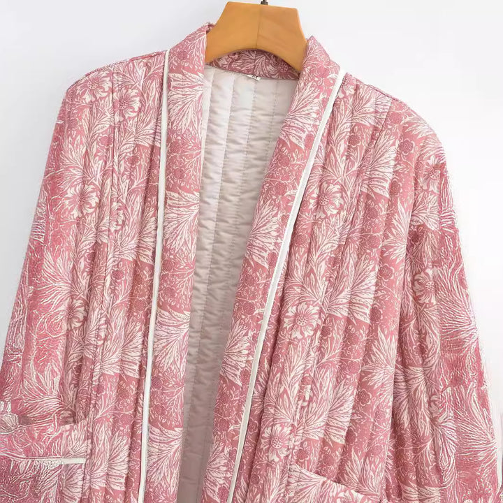 Women's quilted kimono jacket with floral all-over print Amarae