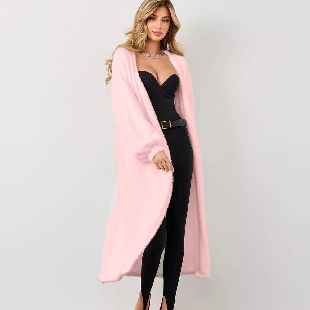 Manteau long pour femmes en matériau confortable avec une coupe ouverte Chic & Stil