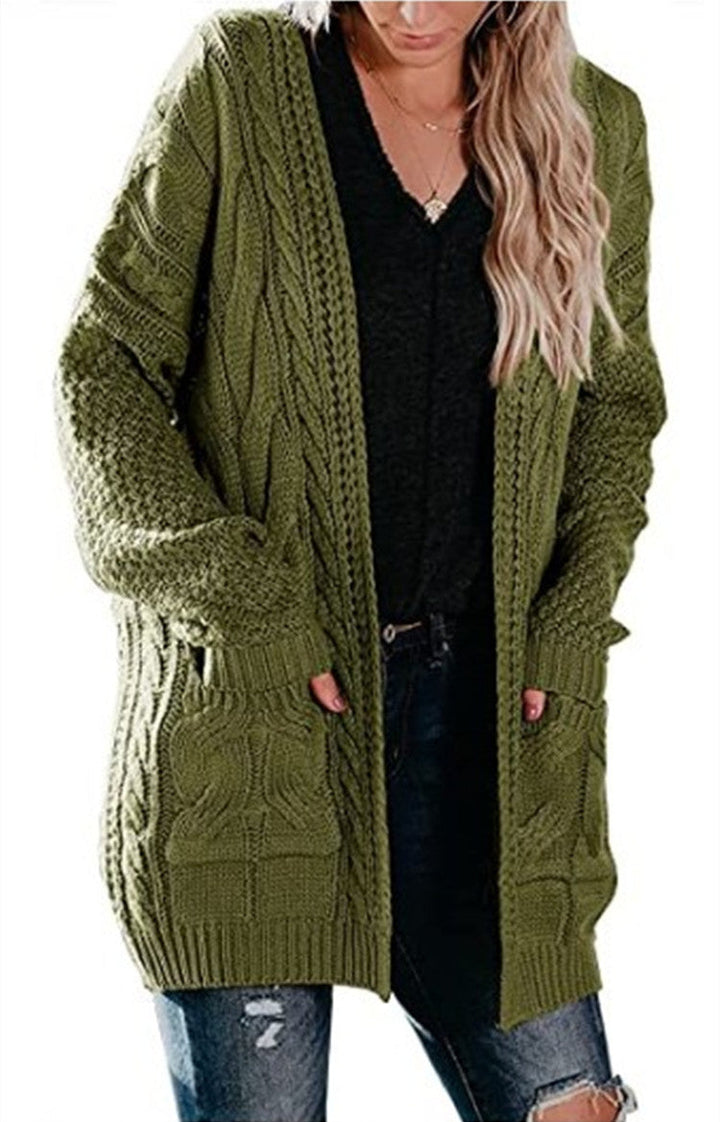 Lune London | Women's chunky knit cardigan with a feminine silhouette and practical pockets