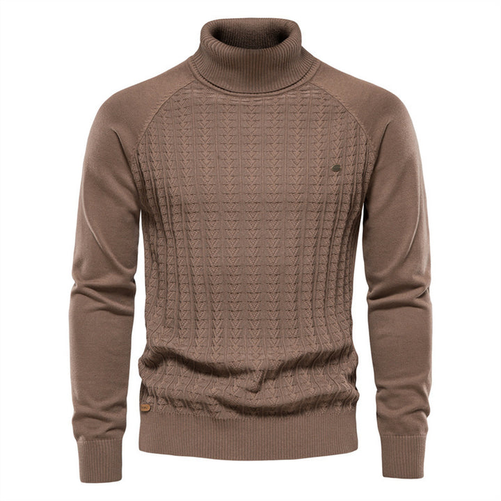 Knit sweater for men with trendy high collar and textured design Lune London