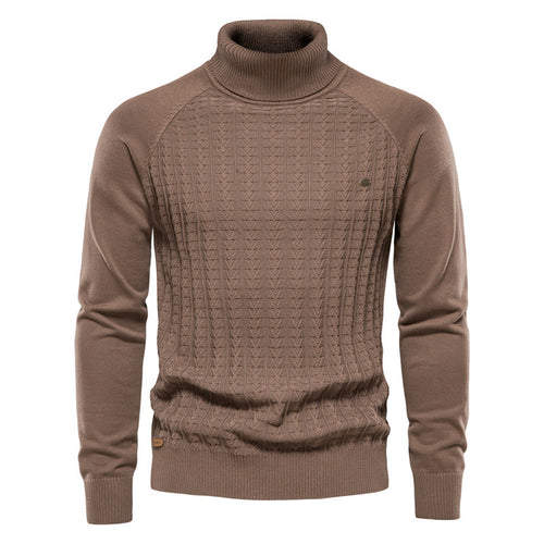 Knit sweater for men with trendy high collar and textured design Amarae